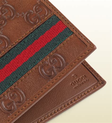 gucci men's signature leather wallet brown|checkered gucci wallet.